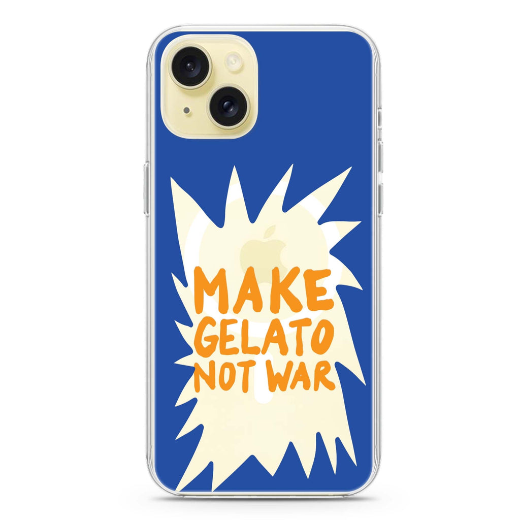 Make Gelato Not War iPhone 15 Plus Magsafe 兼容水晶透明保護殼