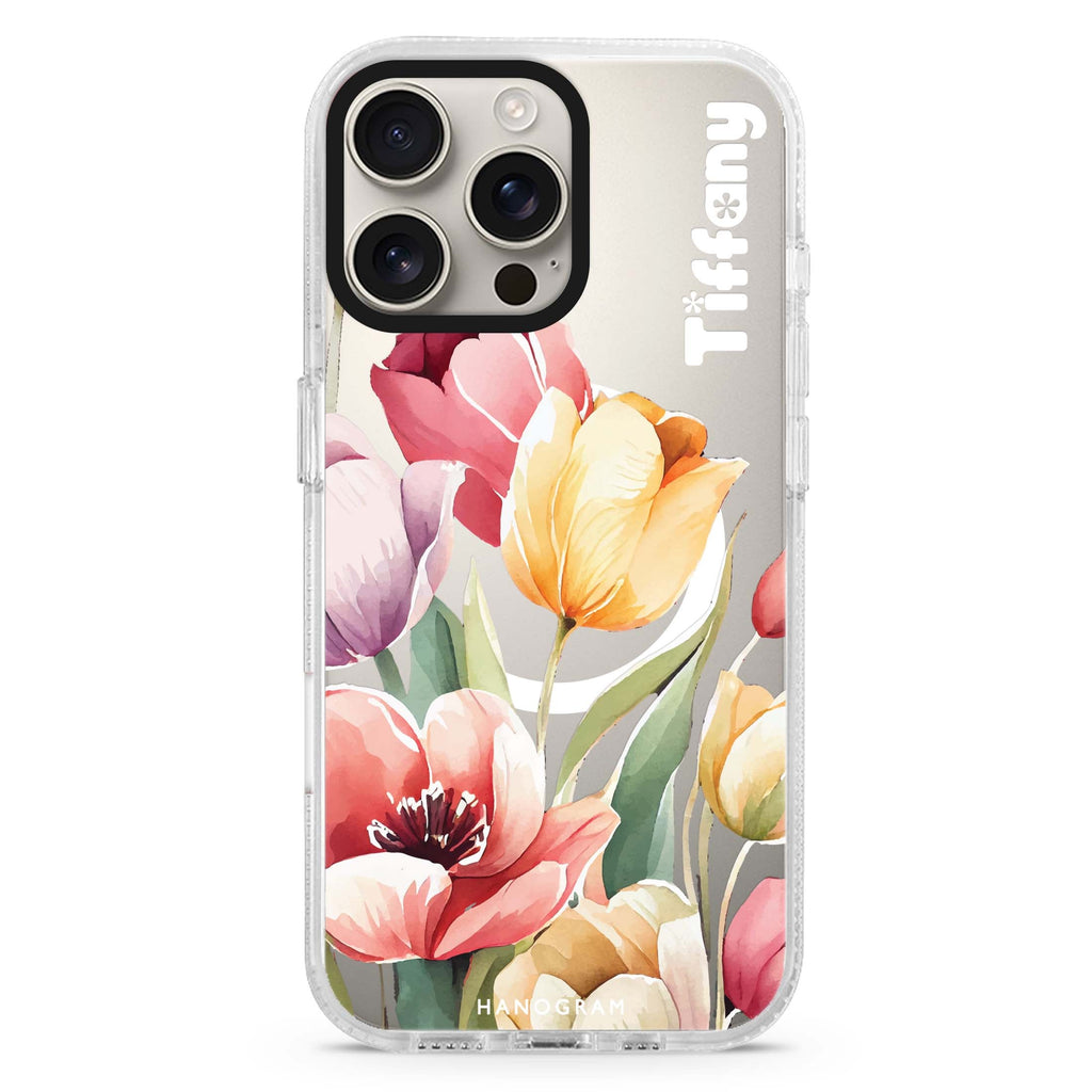 Watercolor tulip Magsafe 兼容水晶透明保護殼