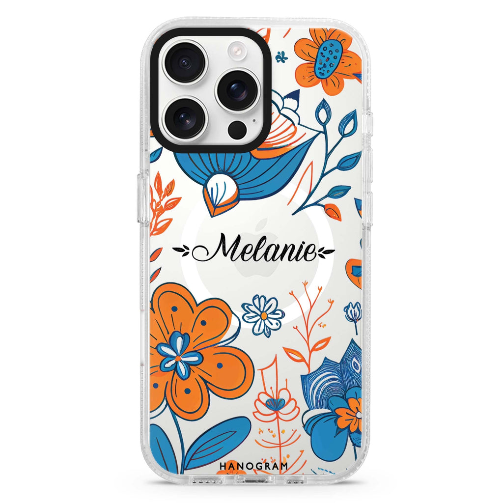 Floral Pattern Magsafe 兼容水晶透明保護殼