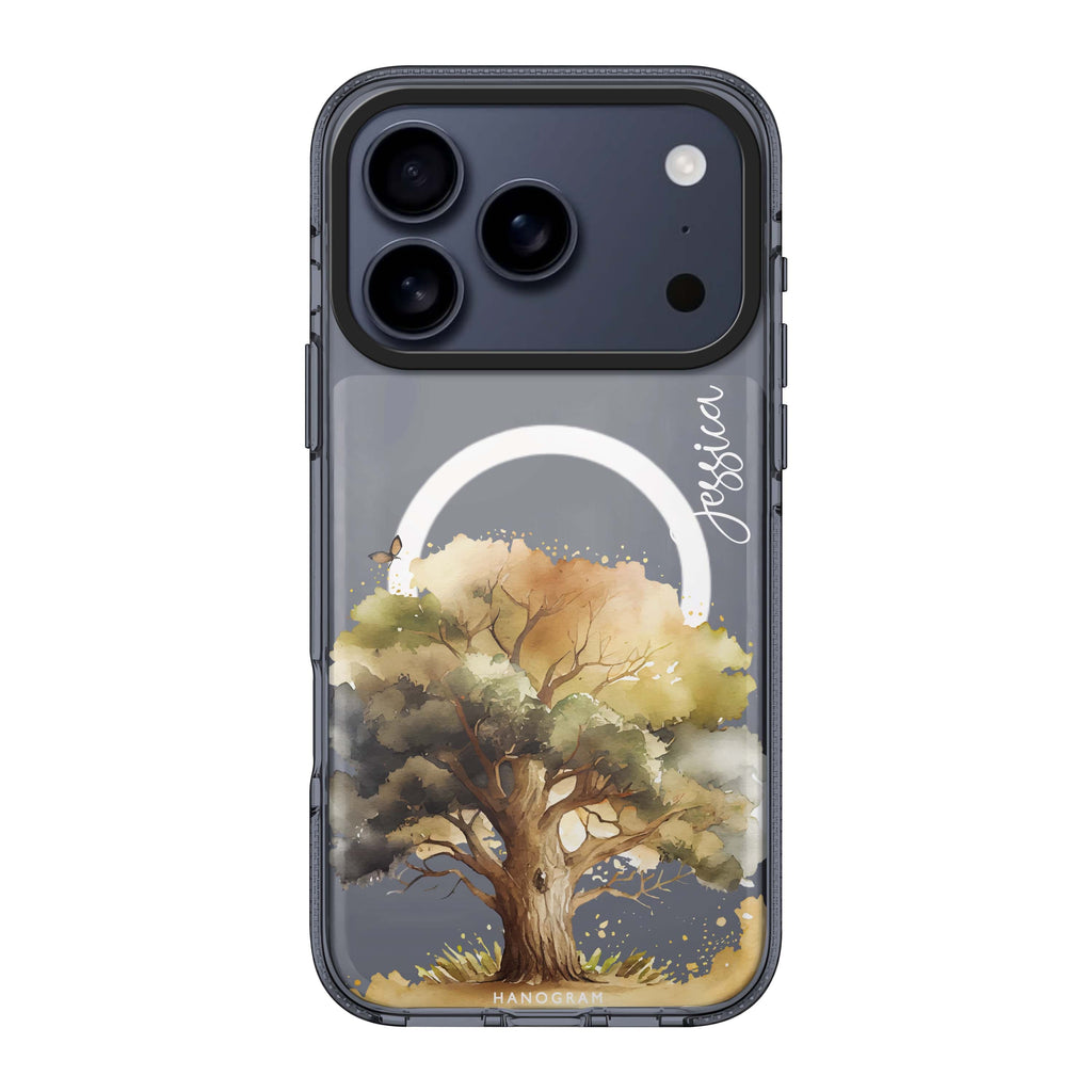 Tree iPhone 17 Pro Max MagSafe 水晶透明保護殼 樹木圖案設計 可自訂名字及字色 圖1