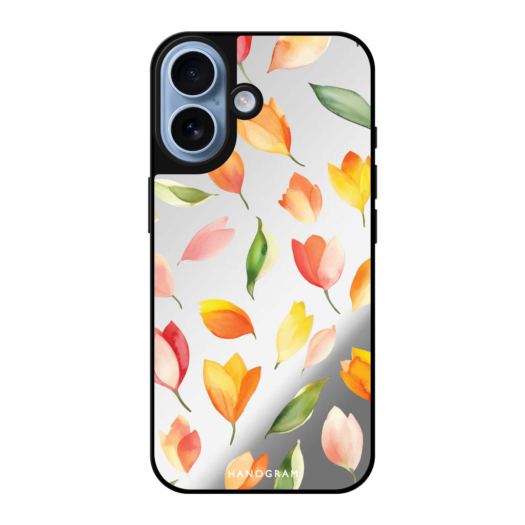 Reflective iPhone 16 Mirror Case –Tulip Rain iPhone Design