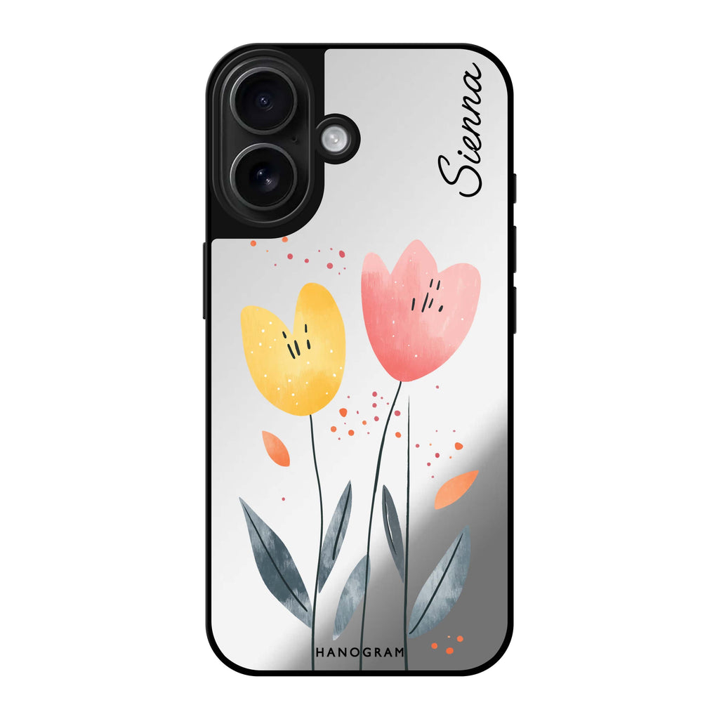 Reflective iPhone 16 Mirror Case –Tulip Twins iPhone Design