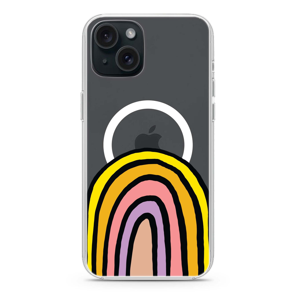 Happy Rainbow iPhone 15 Plus Magsafe 兼容水晶透明保護殼