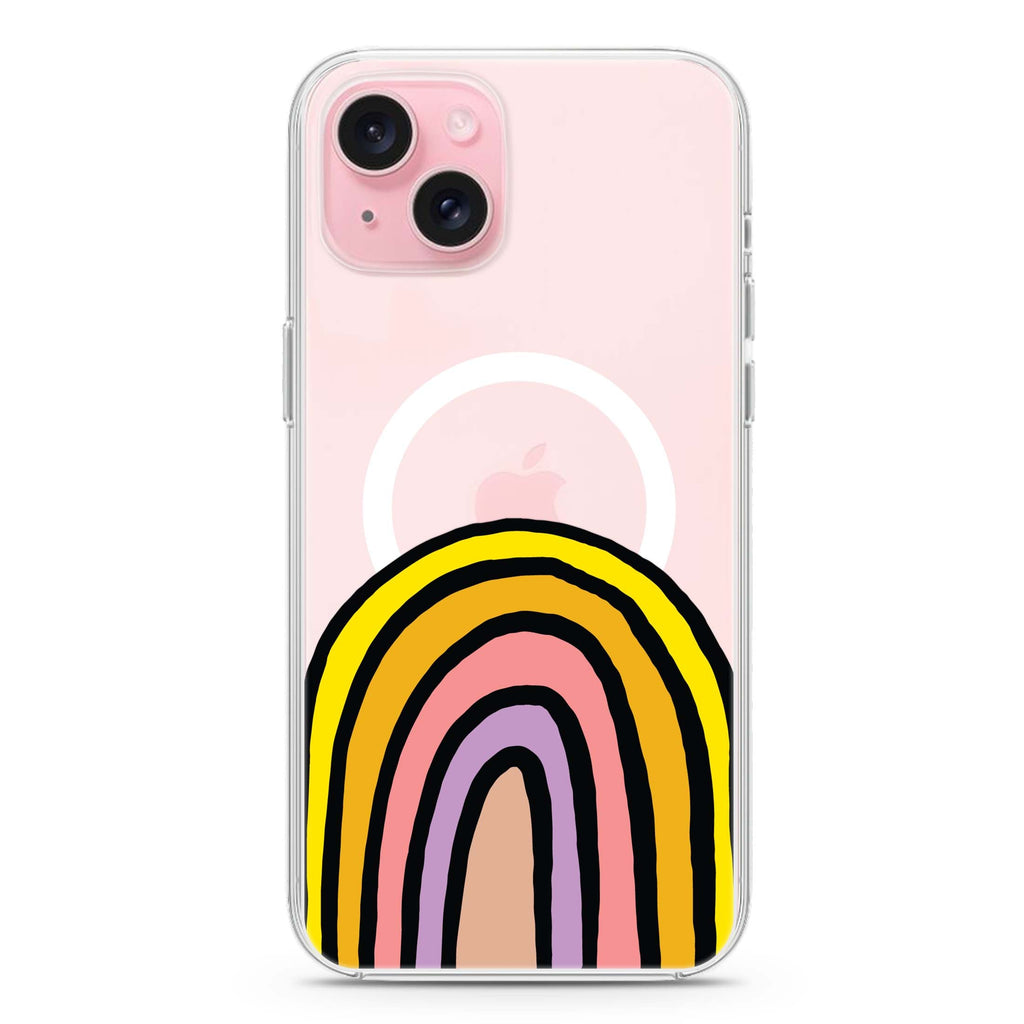Happy Rainbow iPhone 15 Magsafe 兼容水晶透明保護殼