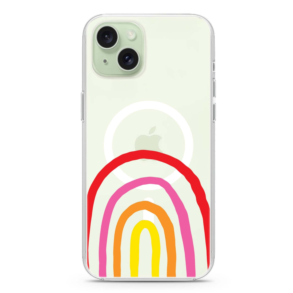 Rainbow Drawing iPhone 15 Plus Magsafe 兼容水晶透明保護殼