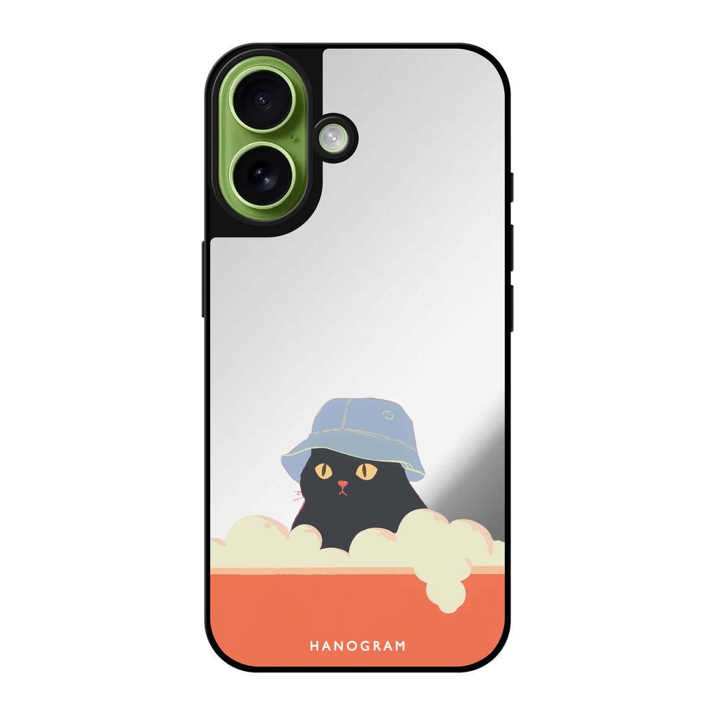 Reflective iPhone 16 Mirror Case –Bubble Meow Design