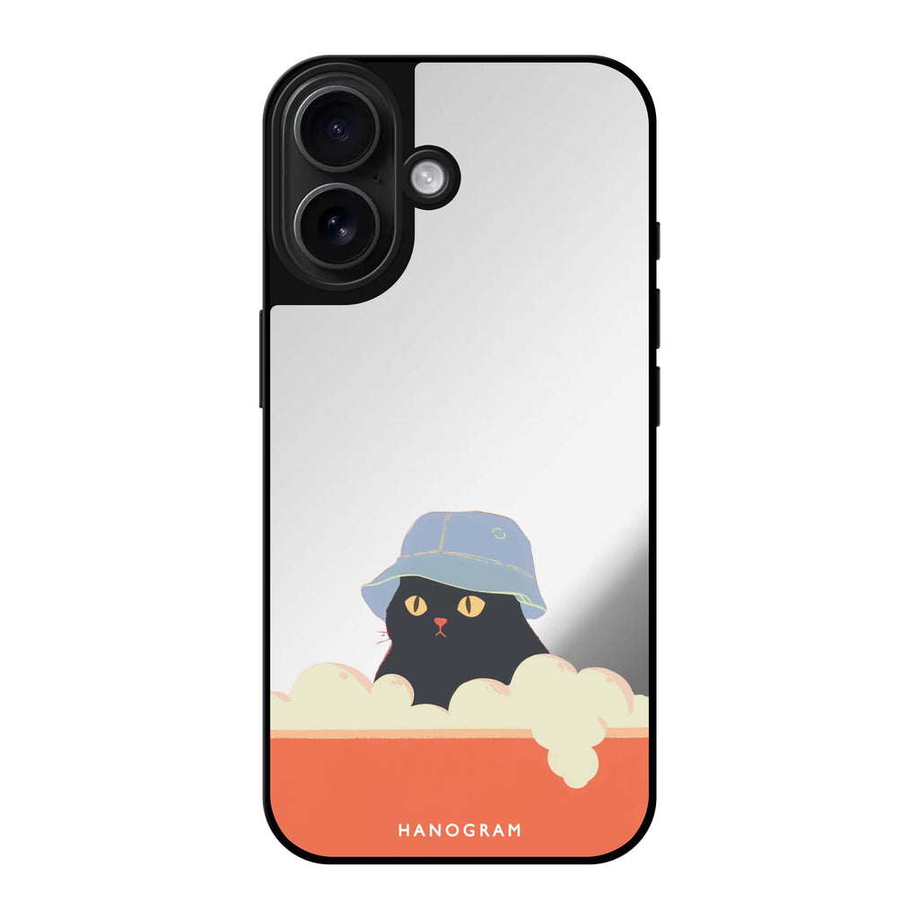 Reflective iPhone 16 Mirror Case –Bubble Meow Design