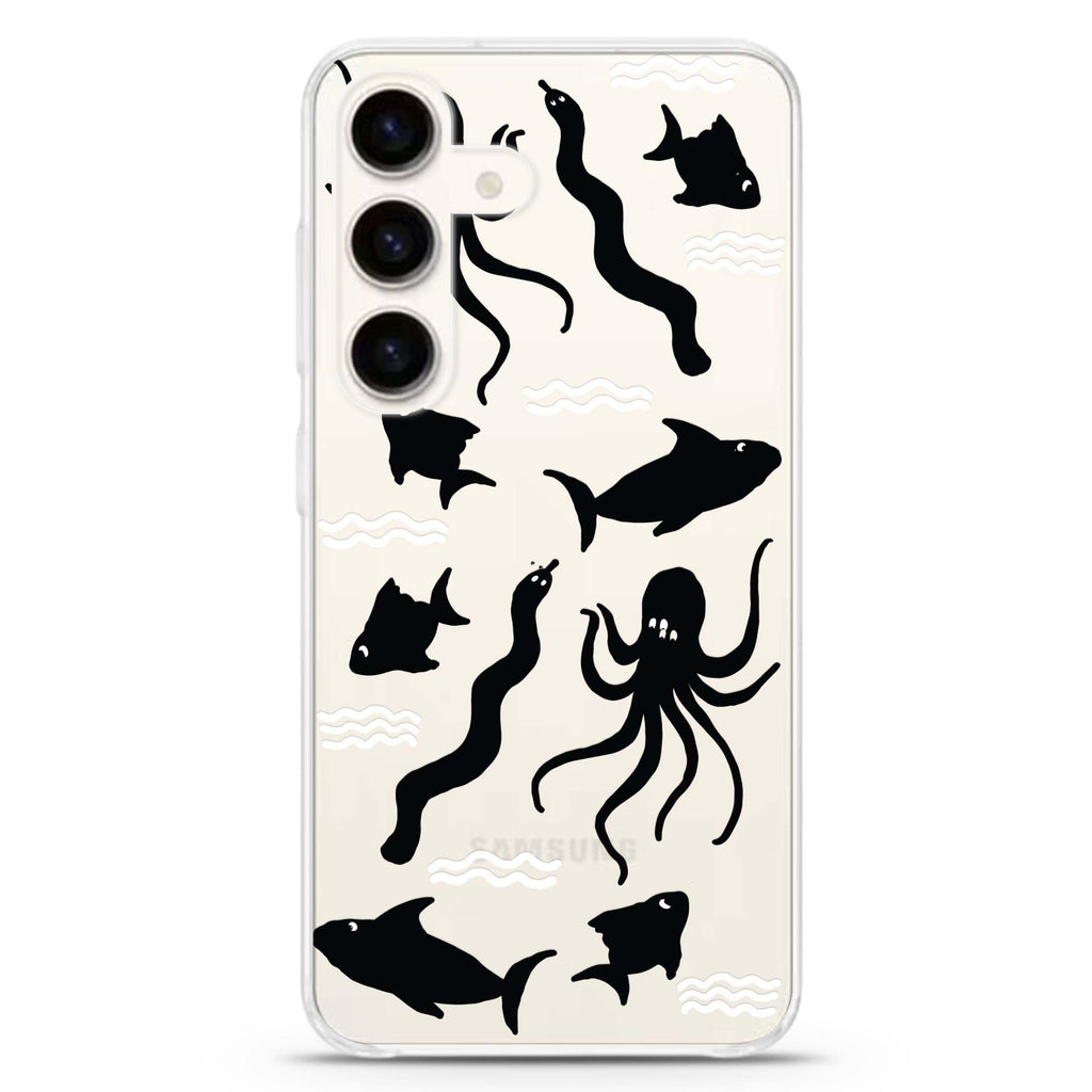 Water, Ocean and Sea Animals Samsung Galaxy S26/S25/S24 水晶透明保護殼正面展示