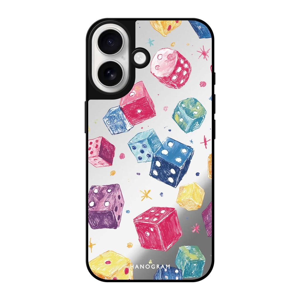 Reflective iPhone 16 Mirror Case –Lucky Scribbles Design