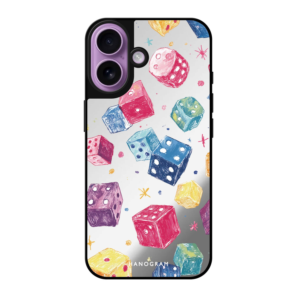 Reflective iPhone 16 Mirror Case –Lucky Scribbles Design