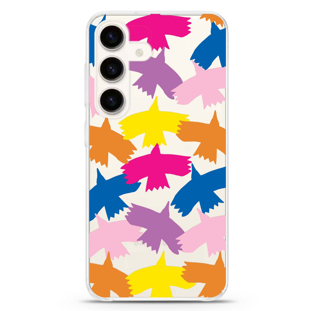 Colourful Birds Samsung Galaxy S26/S25/S24 水晶透明保護殼正面展示