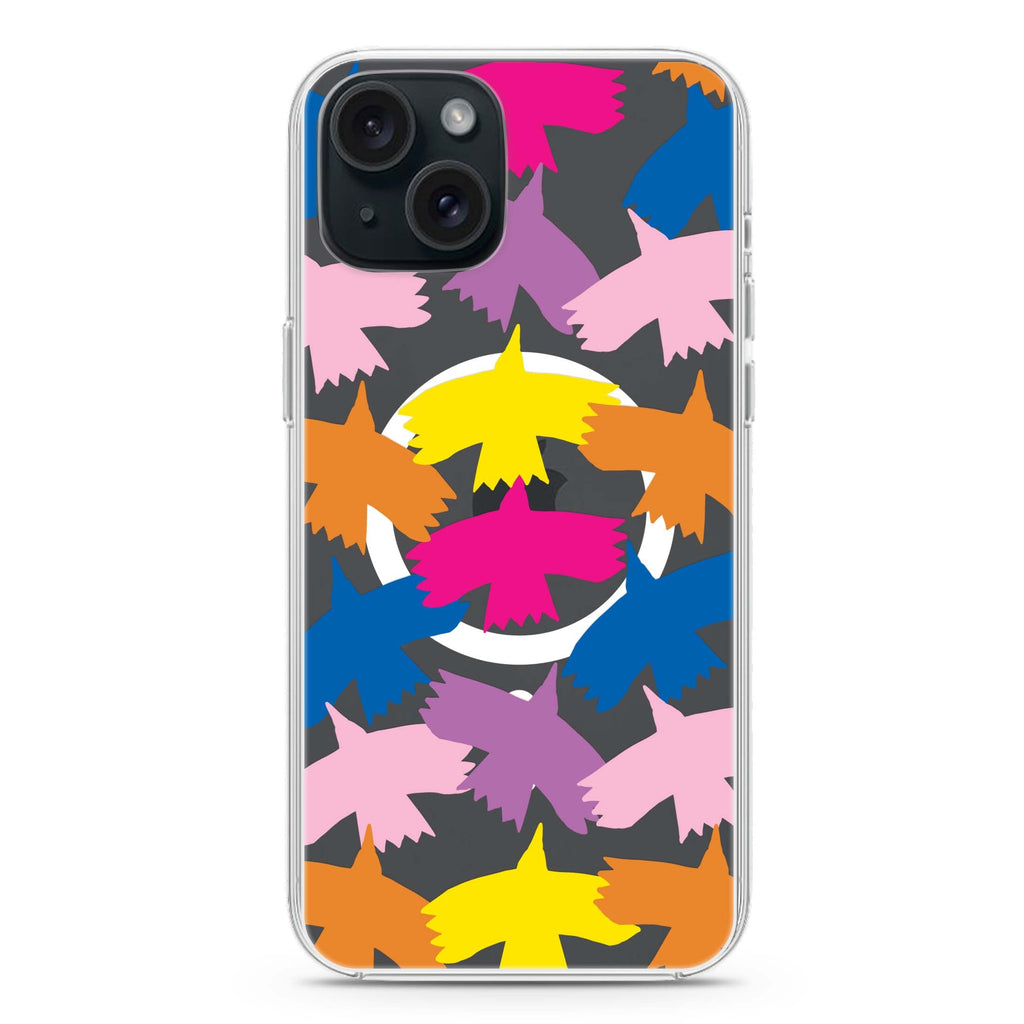 Colourful Birds iPhone 15 Magsafe 兼容水晶透明保護殼