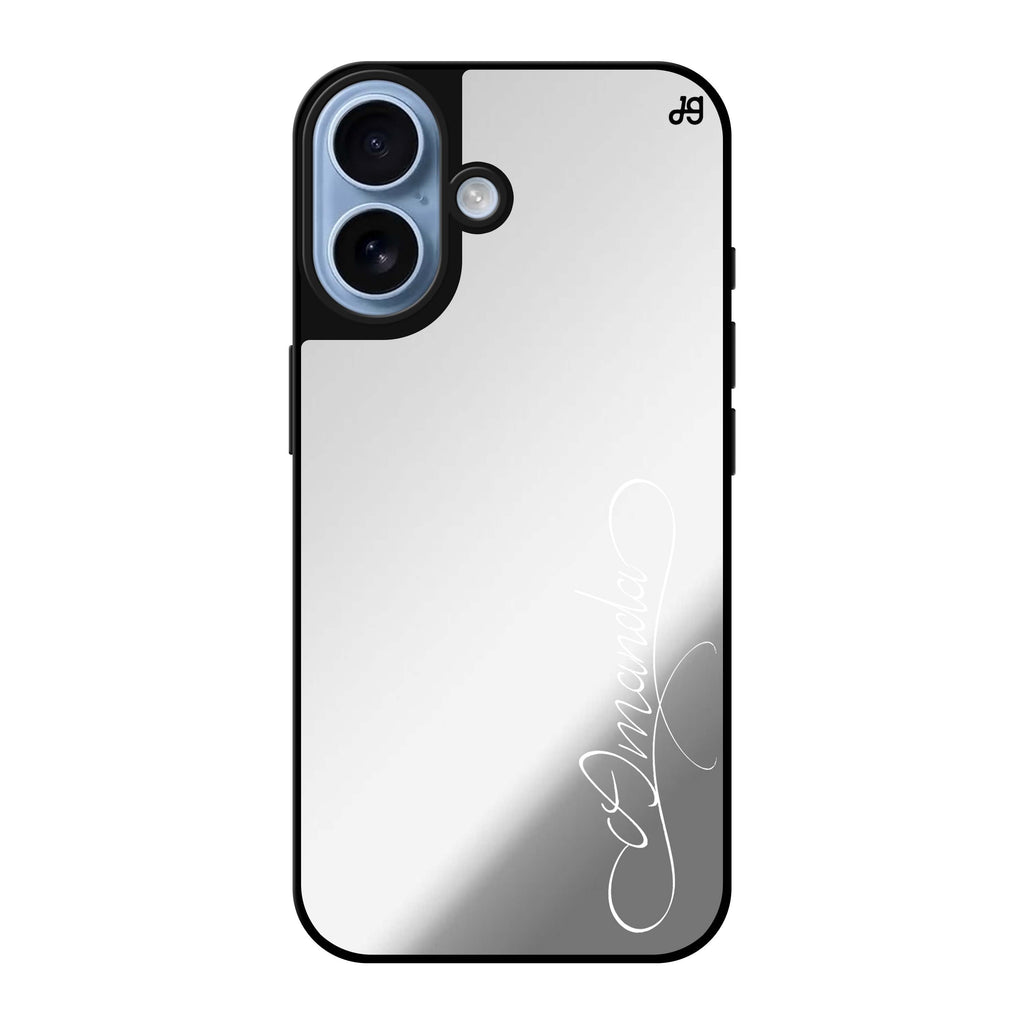 Reflective iPhone 16 Mirror Case –Cursive I Design