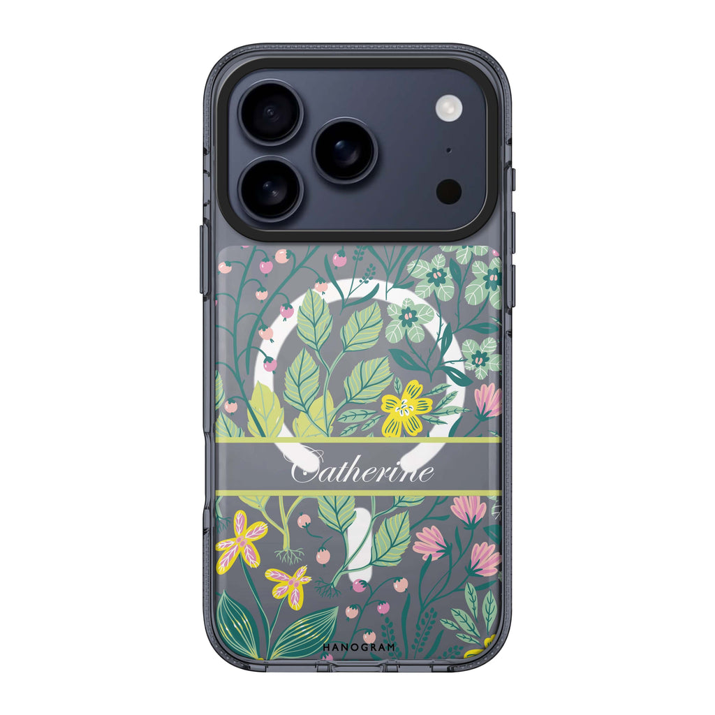 Fleur Fusion iPhone 17 Pro Max MagSafe 水晶透明保護殼 花卉圖案設計 可自訂名字及字色 圖1