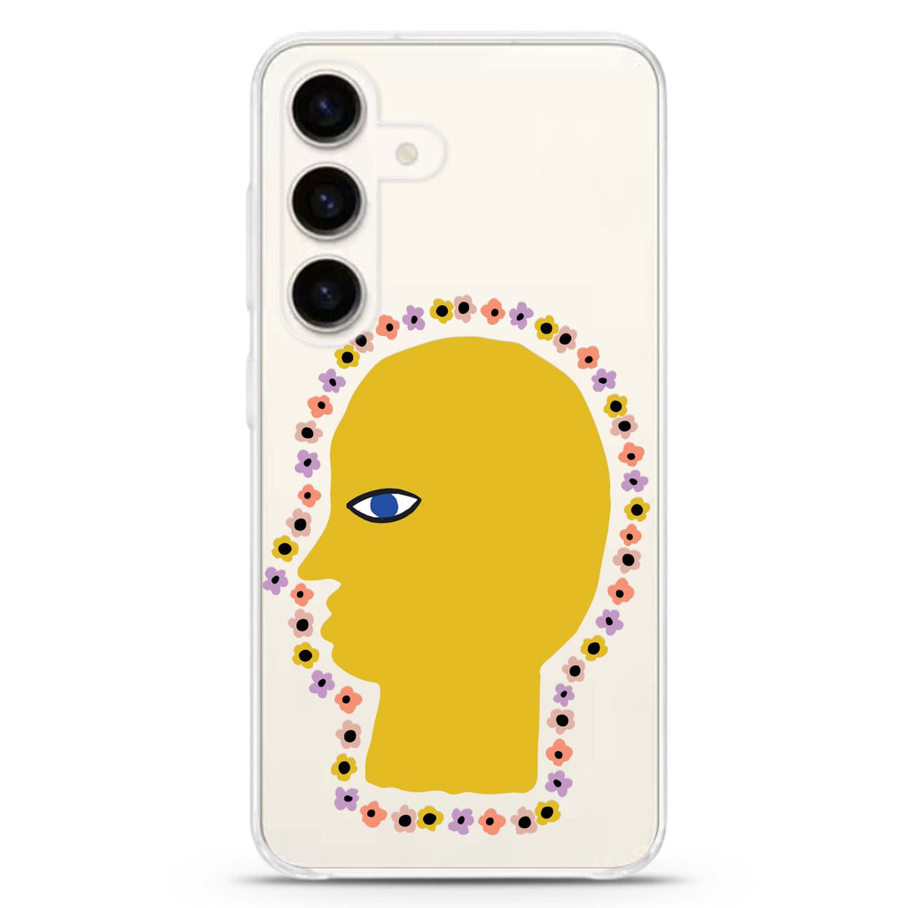 Floral Brain Samsung Galaxy S26/S25/S24 水晶透明保護殼正面展示