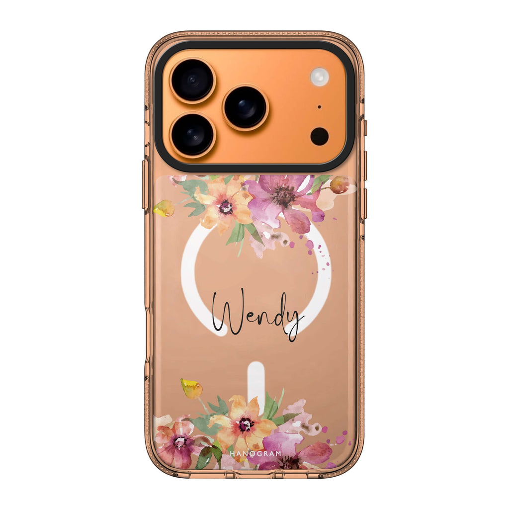 Garden Glow iPhone 17 Pro Max MagSafe 水晶透明保護殼 花卉圖案設計 可自訂名字及字色 圖1