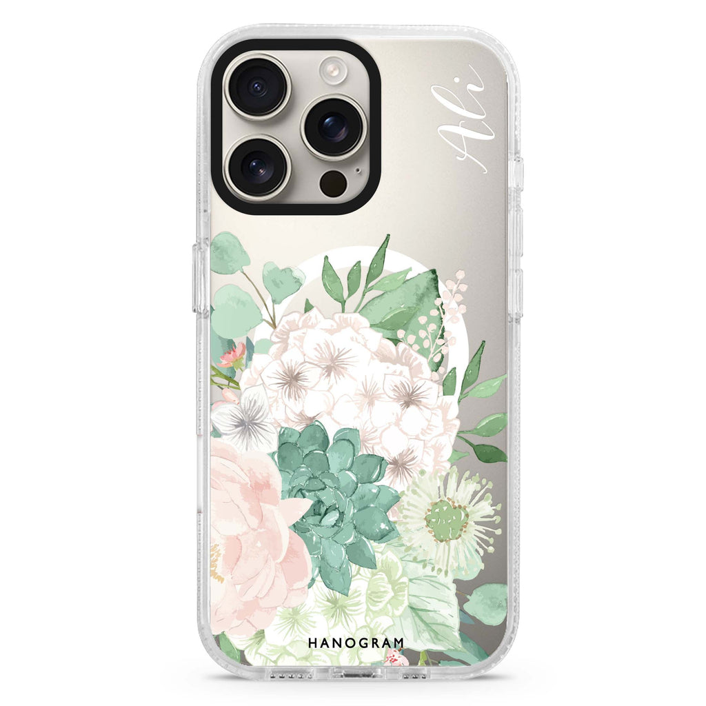 Vintage Flowers Magsafe 兼容水晶透明保護殼