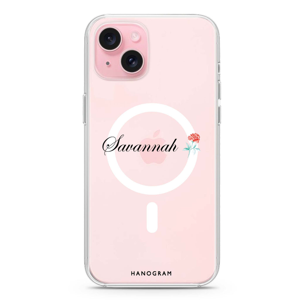 Little Flower iPhone 15 Magsafe 兼容水晶透明保護殼