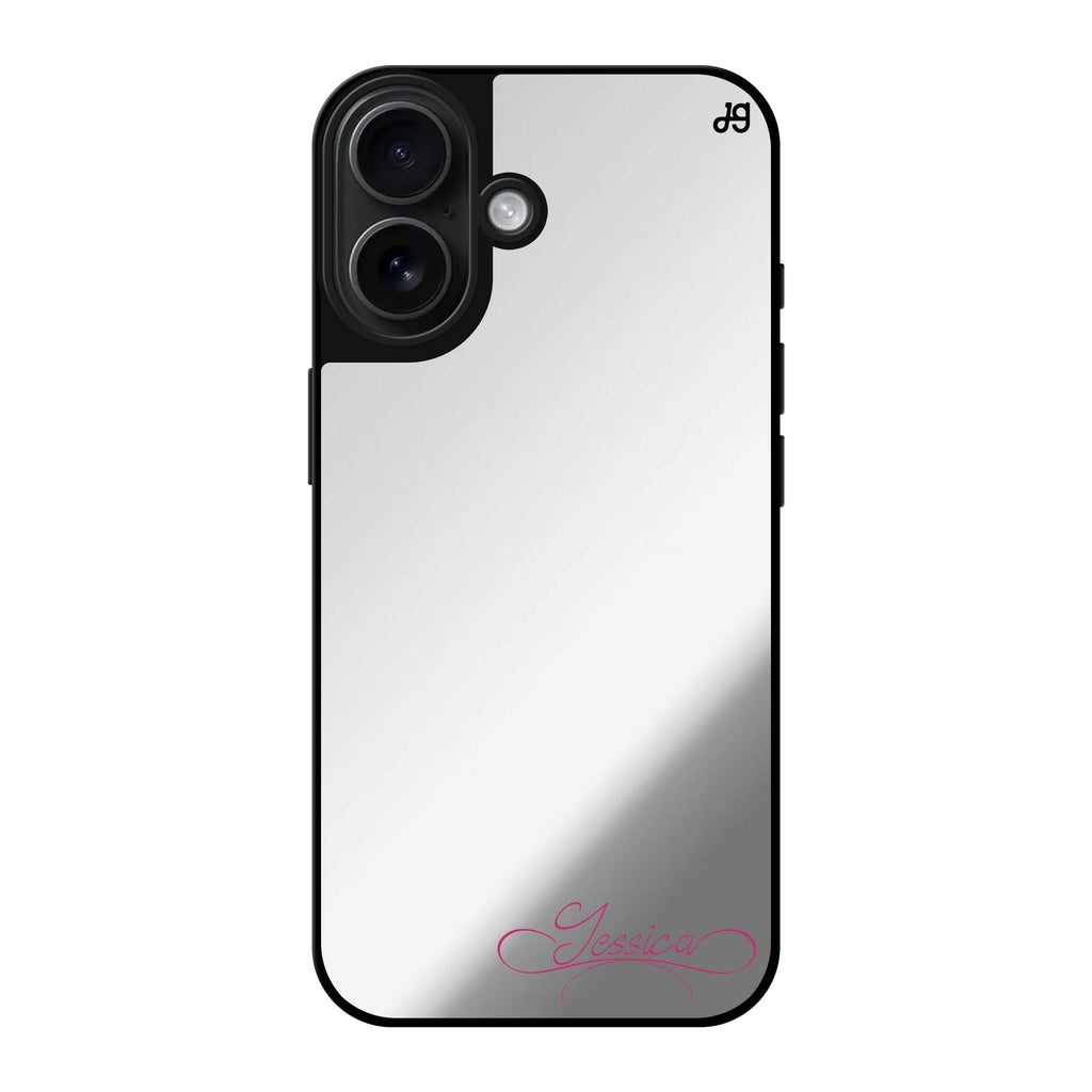 Reflective iPhone 16 Mirror Case –Cursive II Design