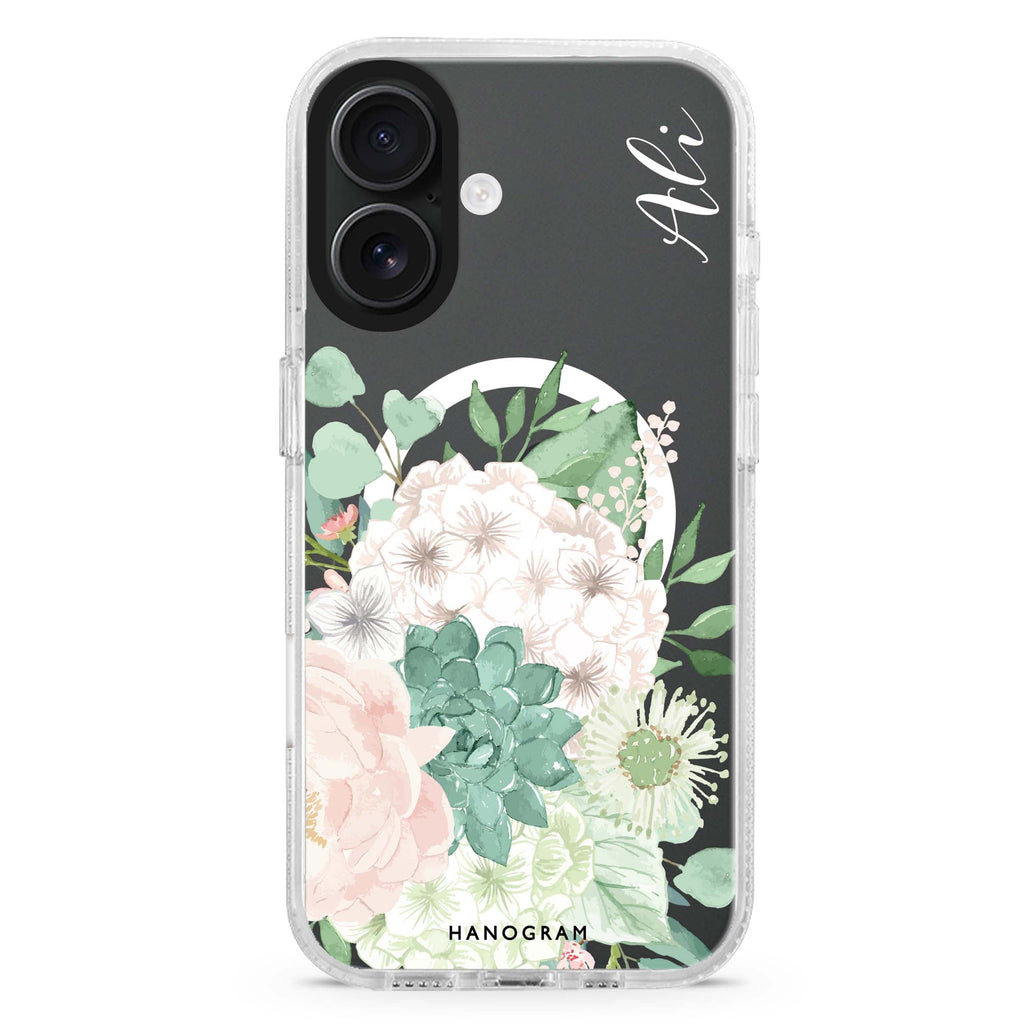 Vintage Flowers Magsafe 兼容水晶透明保護殼