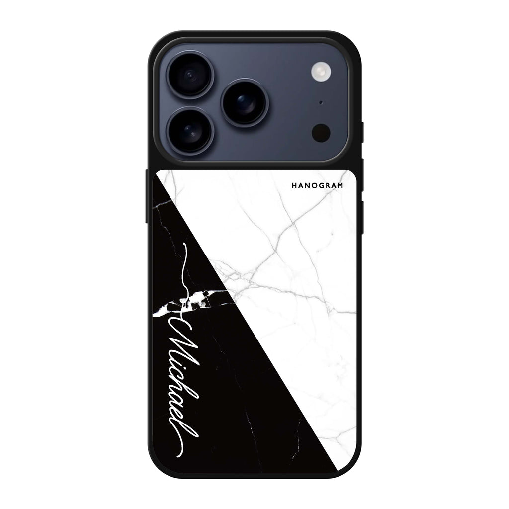 White And Black Marble 大理石 iPhone 17 Pro Max 鏡面手機殼主圖
