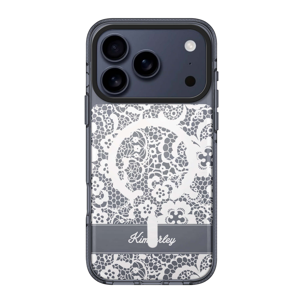 My Lace iPhone 17 Pro Max MagSafe 水晶透明保護殼 時尚圖案設計 可自訂名字及字色 圖1
