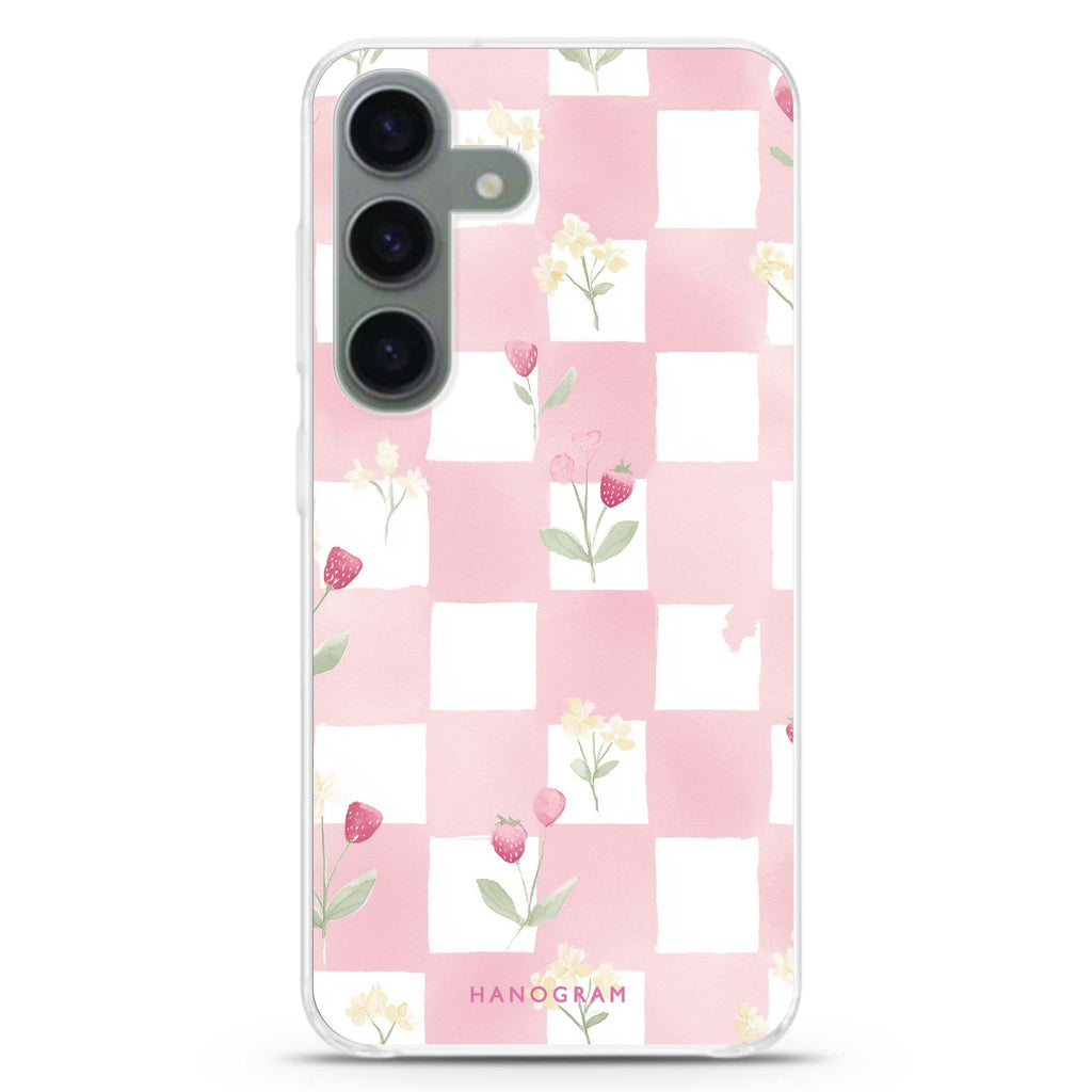 Strawberry Mist Samsung Galaxy S26/S25/S24 水晶透明保護殼正面展示