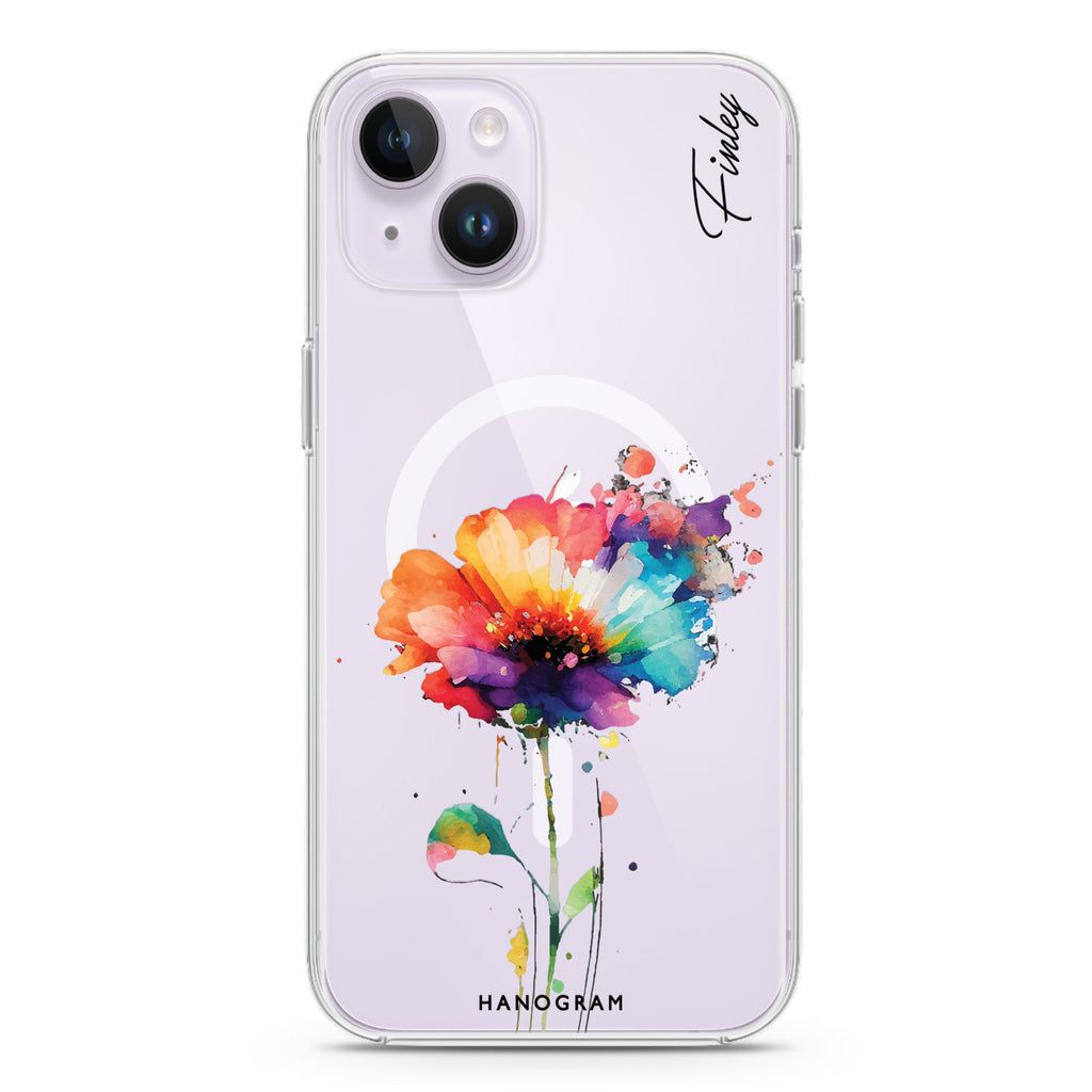 A Beautiful Watercolour Flower iPhone 14 Magsafe 兼容水晶透明保護殼
