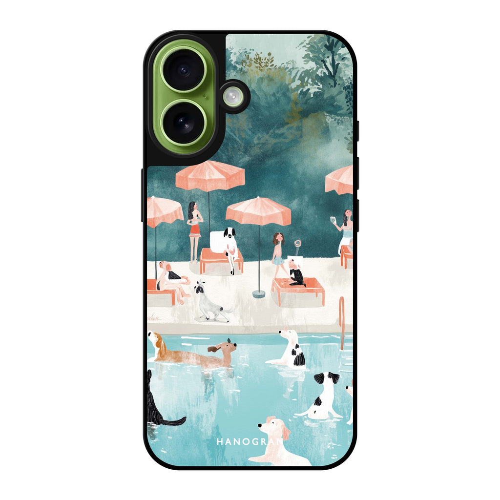 Reflective iPhone 16 Mirror Case –Paws by the Pool Design