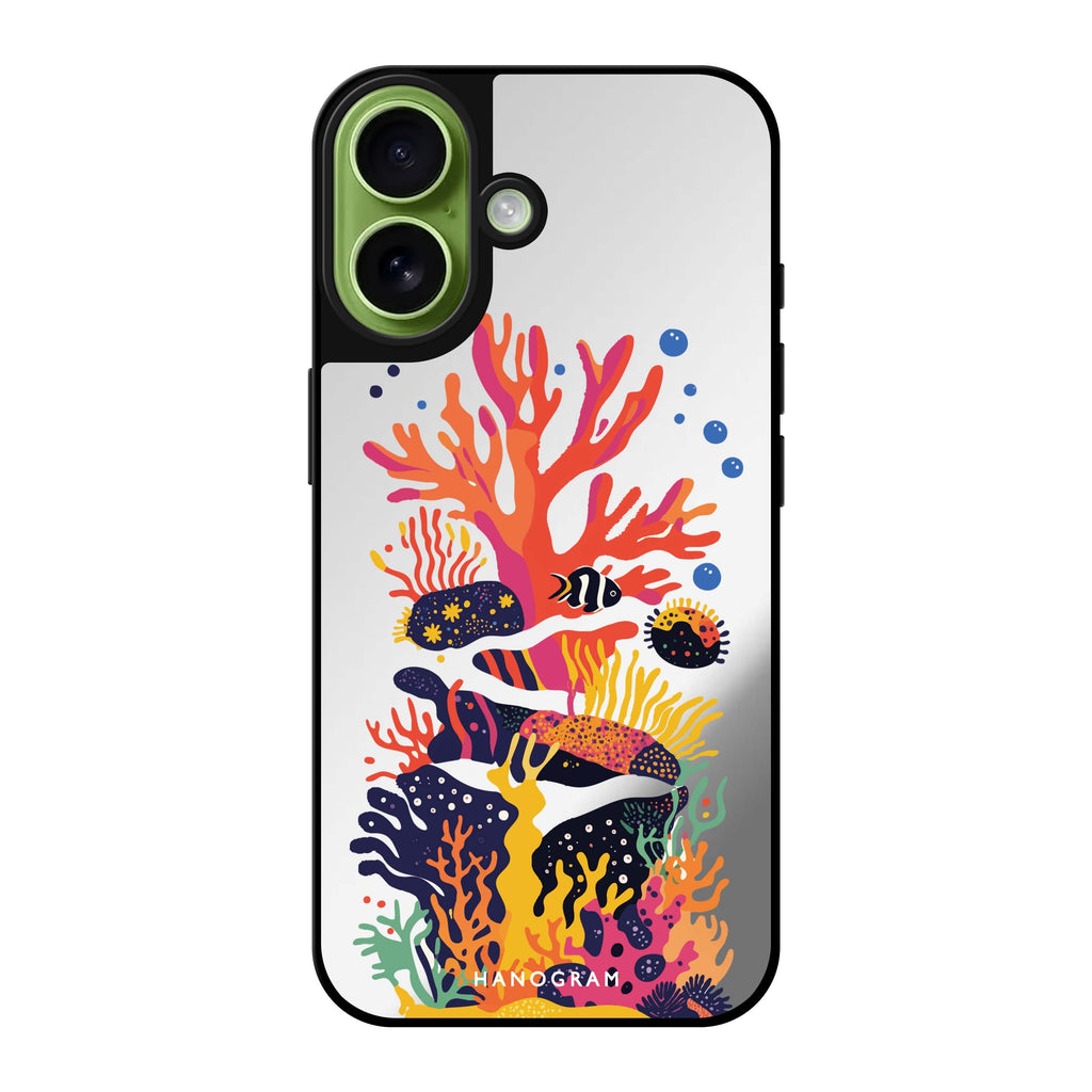 Reflective iPhone 16 Mirror Case –Groovy Reef Design