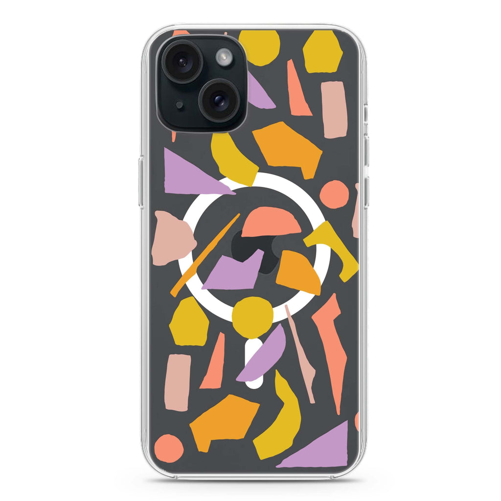 Lovely black & white iPhone 15 Plus Magsafe 兼容水晶透明保護殼