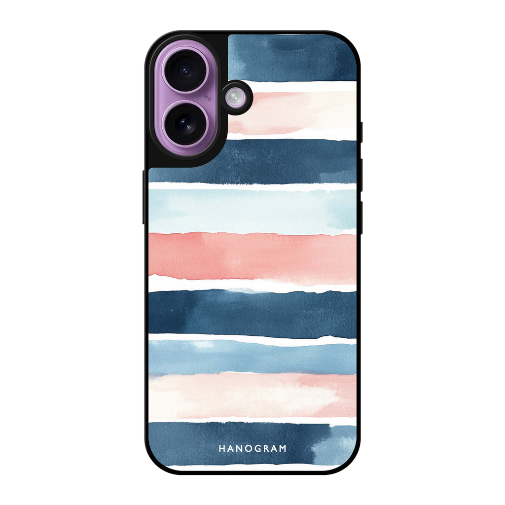 Reflective iPhone 16 Mirror Case –Seabreeze Stripes Design