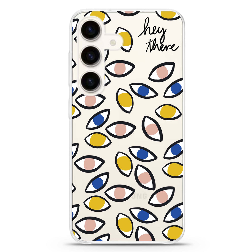 hey there Samsung Galaxy S26/S25/S24 水晶透明保護殼正面展示