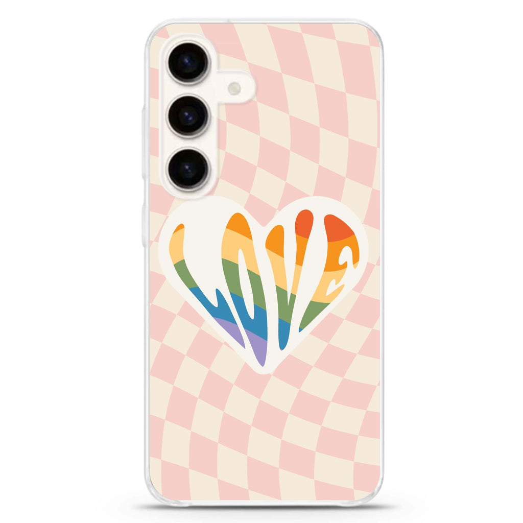 Rainbow LOVE Samsung Galaxy S26/S25/S24 水晶透明保護殼正面展示