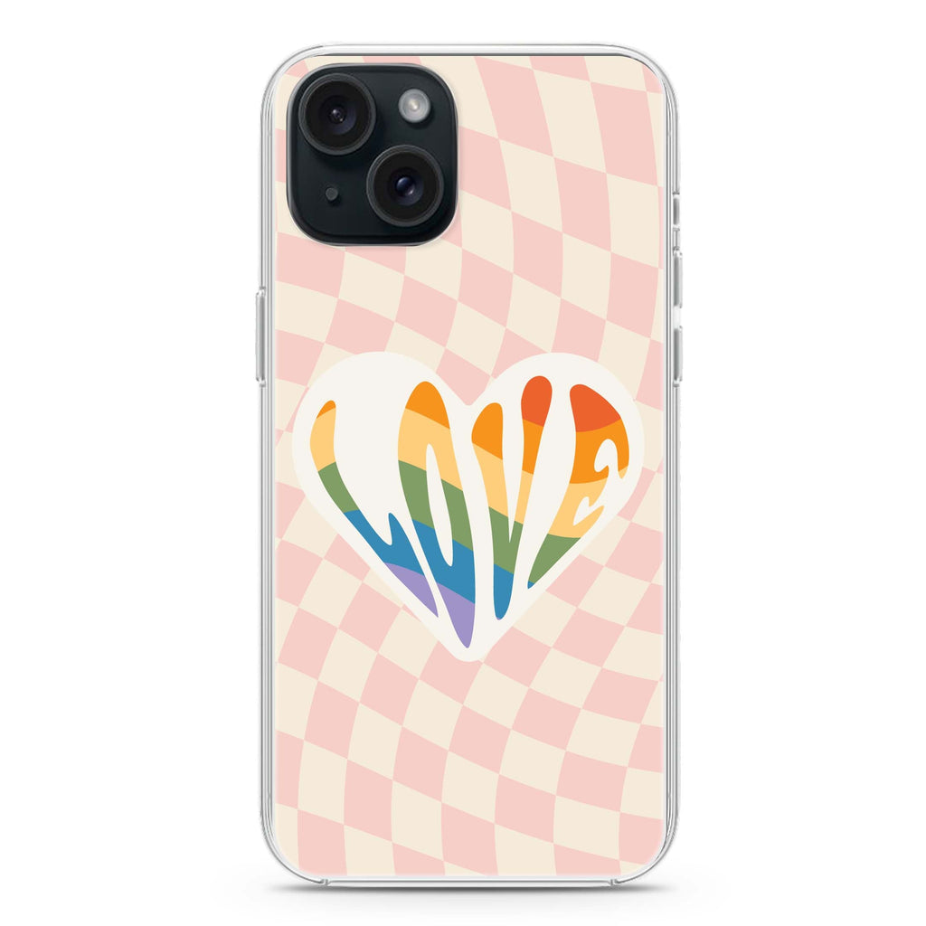 Rainbow LOVE iPhone 15 Magsafe 兼容水晶透明保護殼