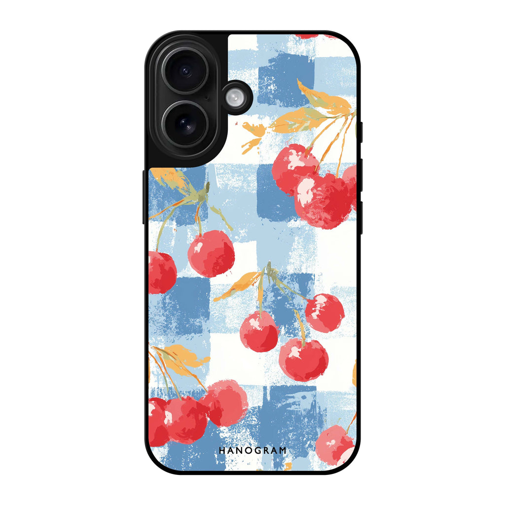 Reflective iPhone 16 Mirror Case –Cherry Picnic Design