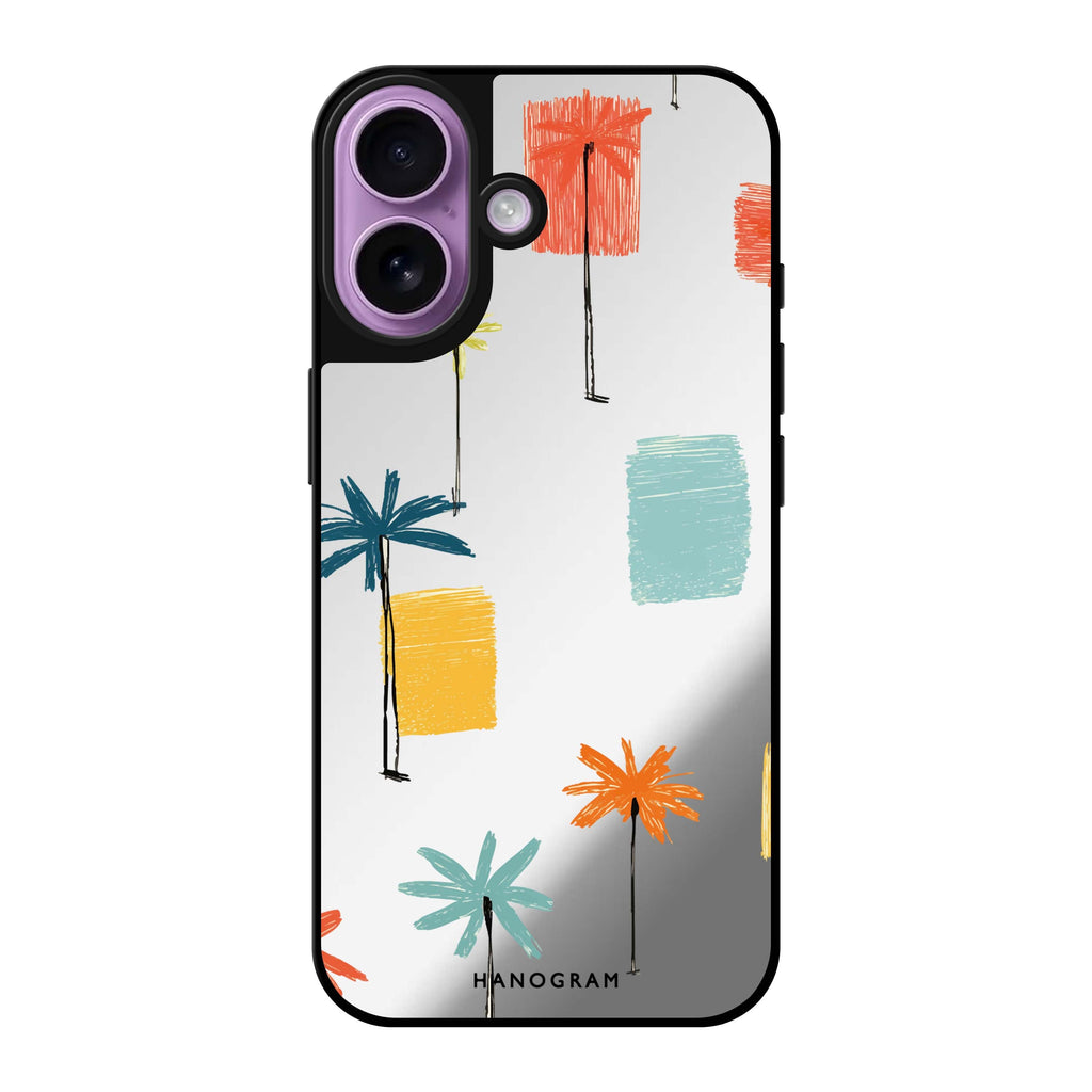 Reflective iPhone 16 Mirror Case –Tropic Scribble Design
