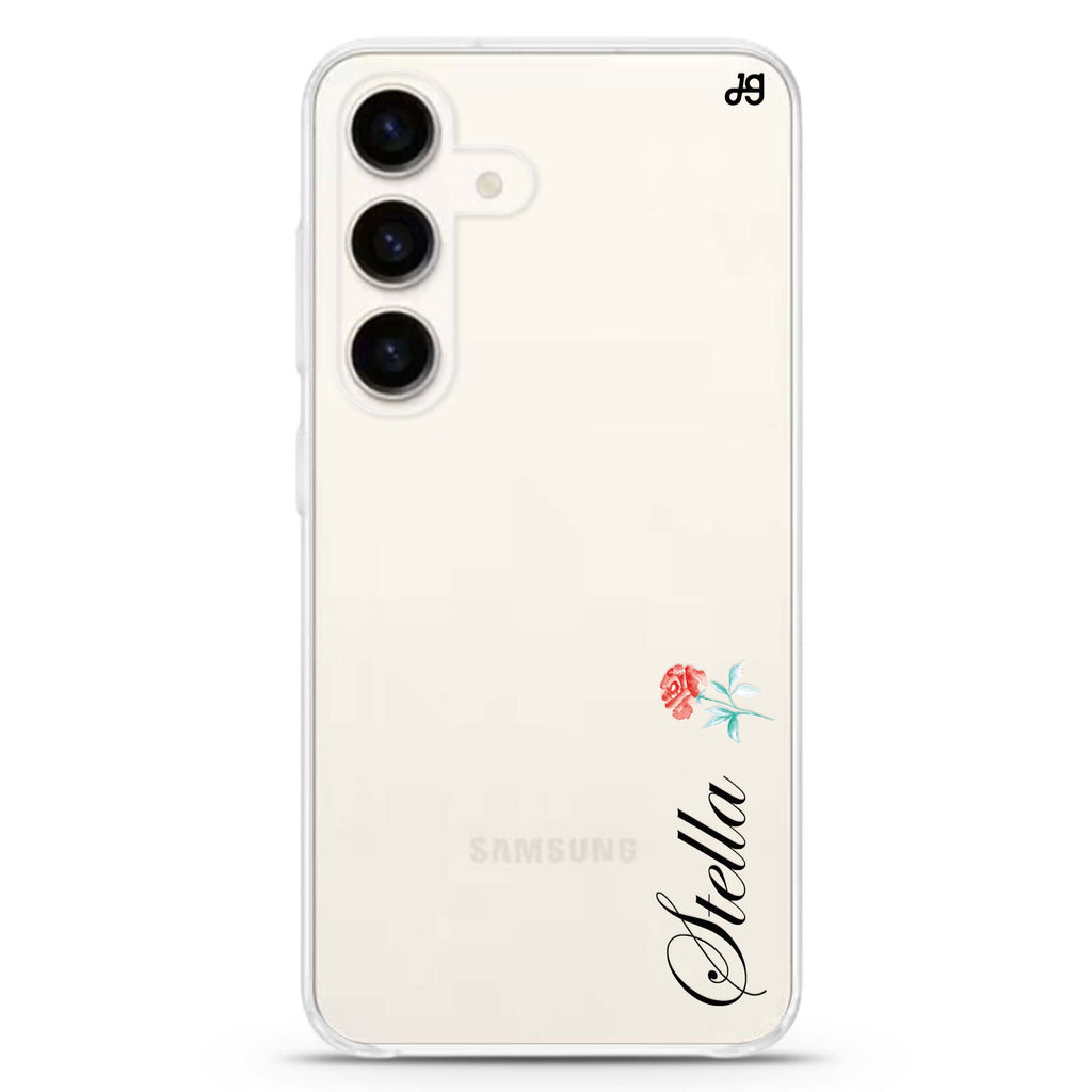 Little Flower II Samsung Galaxy S26/S25/S24 可加名字水晶透明保護殼正面展示