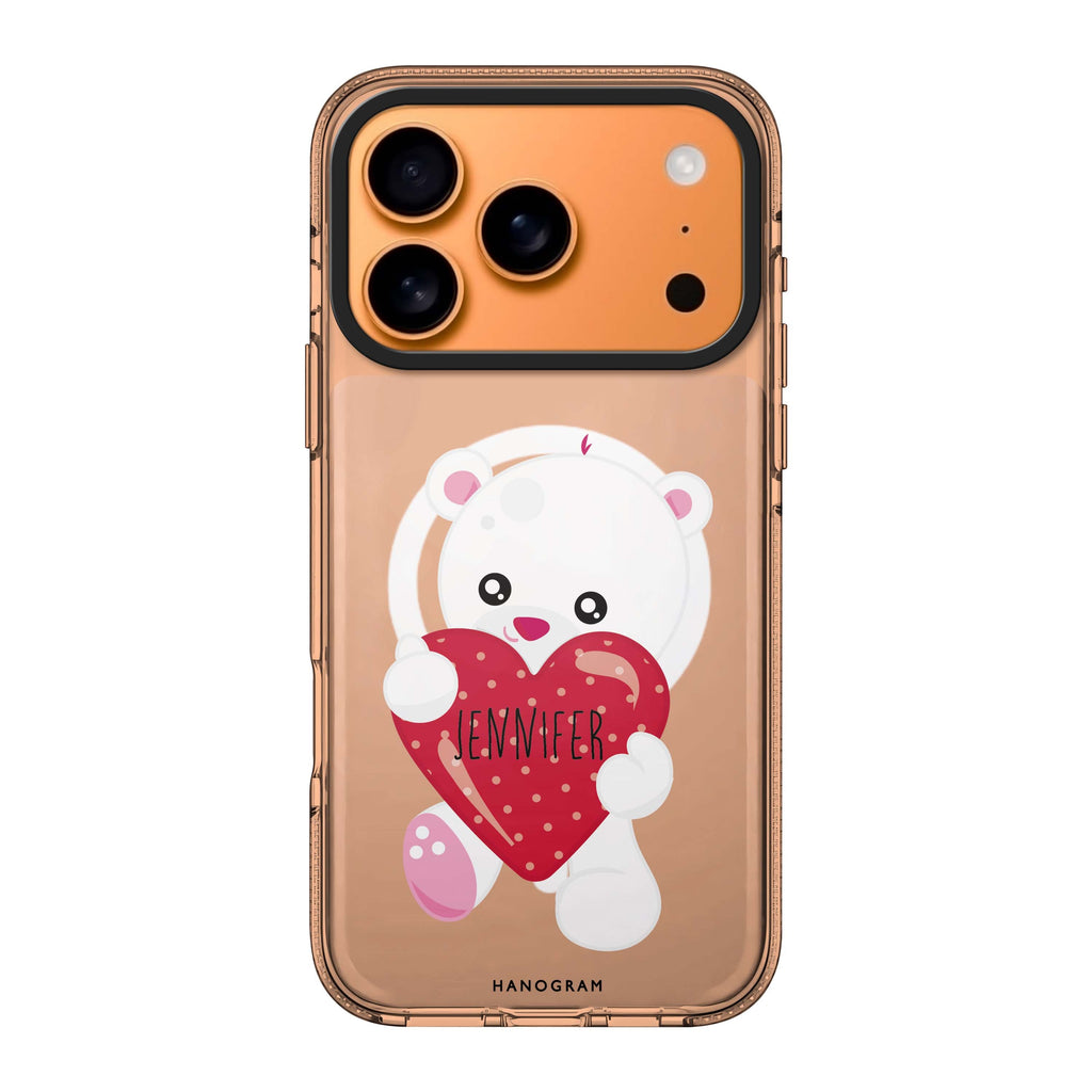 Lovely Bear iPhone 17 Pro Max MagSafe 水晶透明保護殼 小熊圖案設計 可自訂名字 圖1