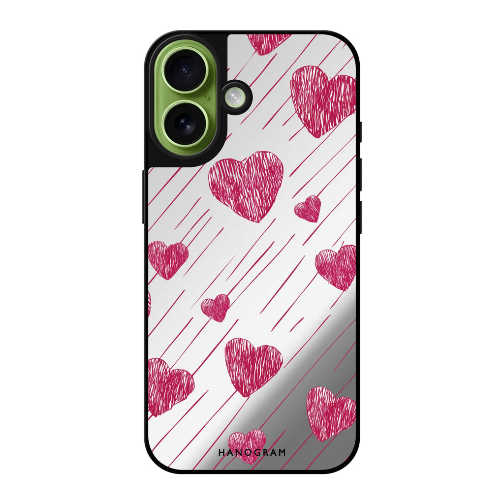 Reflective iPhone 16 Mirror Case –Stripe My Heart Design