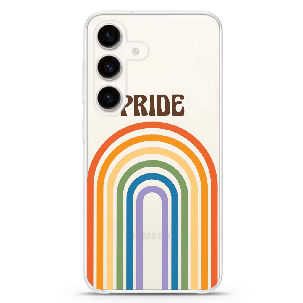 Rainbow Pride Samsung Galaxy S26/S25/S24 水晶透明保護殼正面展示