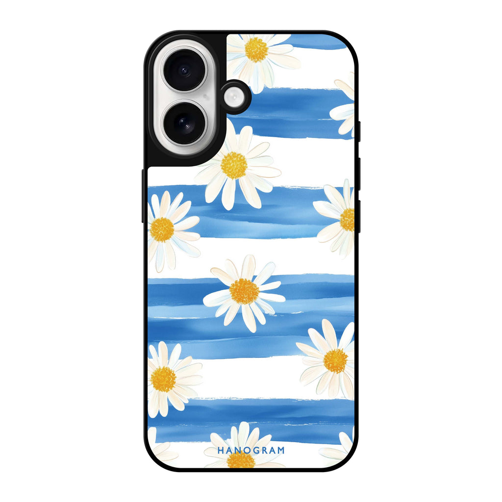 Reflective iPhone 16 Mirror Case –Daisy Lines Design