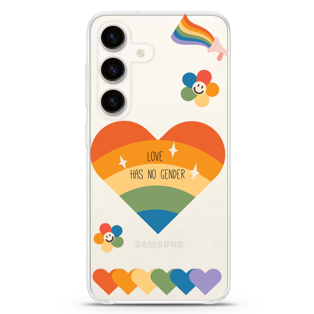 Love Has no gender Samsung Galaxy S26/S25/S24 水晶透明保護殼正面展示