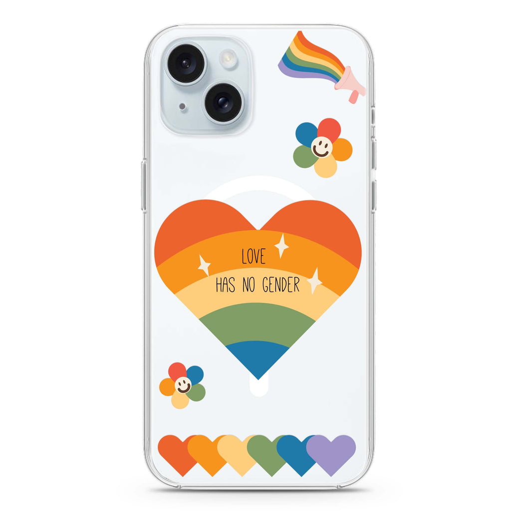 Love Has no gender iPhone 15 Plus Magsafe 兼容水晶透明保護殼