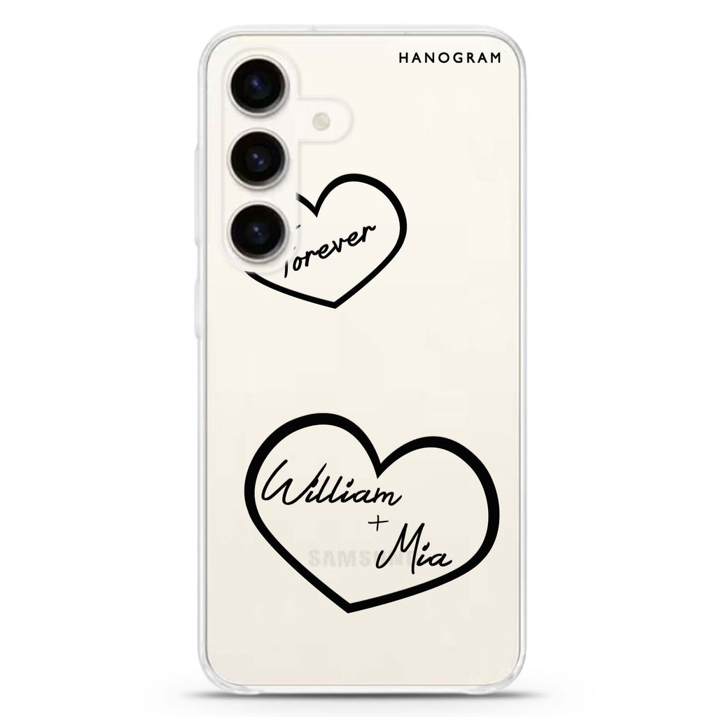 Sweet Heart II Samsung Galaxy S26/S25/S24 可加名字水晶透明保護殼正面展示