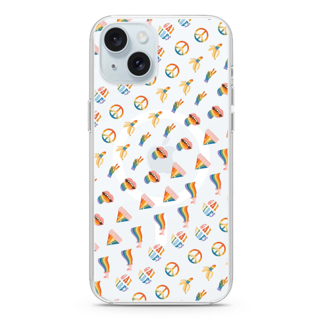 Spread Love all time iPhone 15 Plus Magsafe 兼容水晶透明保護殼