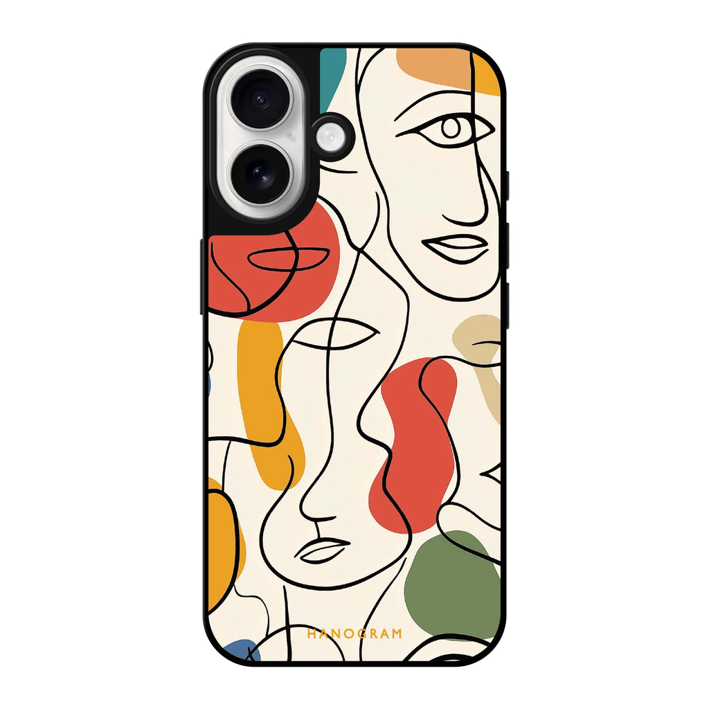 Reflective iPhone 16 Mirror Case –Faces of Joy Design