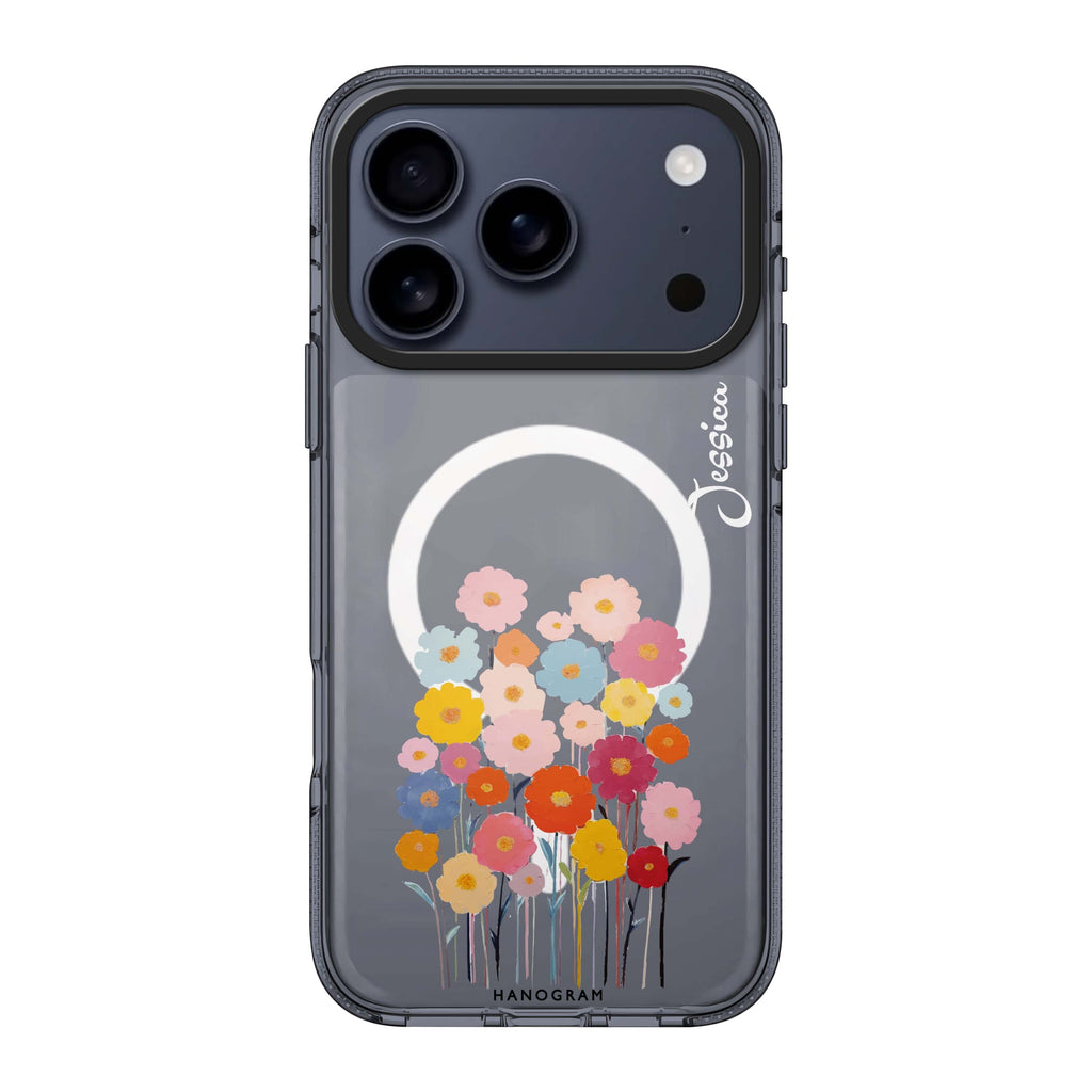 Garden Blooms iPhone 17 Pro Max MagSafe 水晶透明保護殼 花卉圖案設計 可自訂名字 圖1