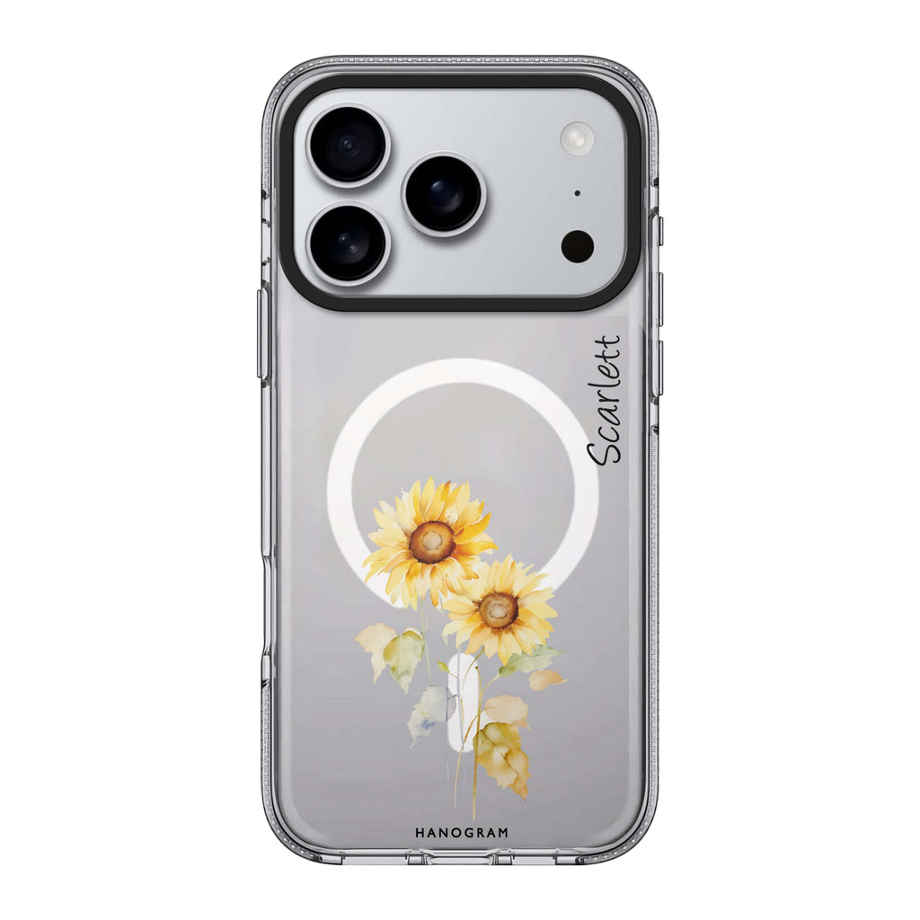 Sunny Blooms iPhone 17 Pro Max MagSafe 水晶透明保護殼 花卉圖案設計 可自訂名字 圖1