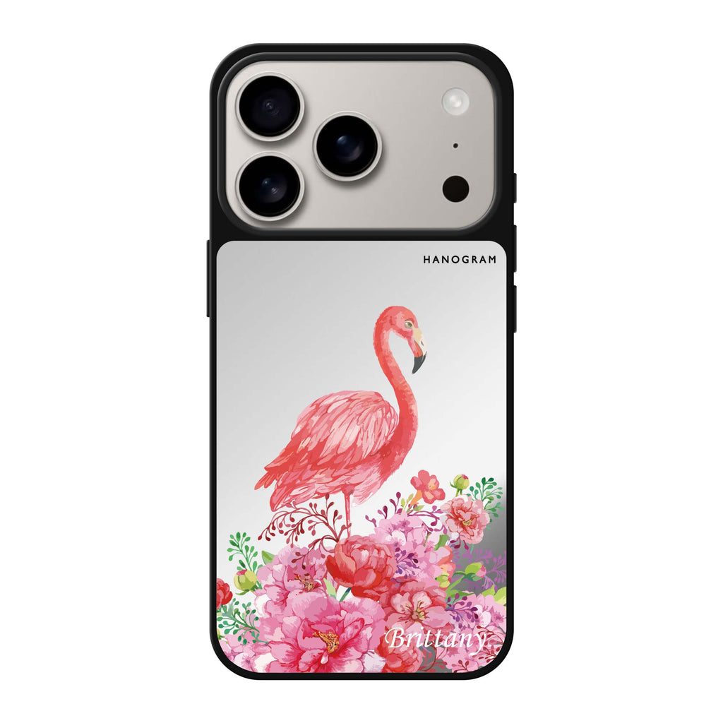 Flamingo & Flower 花卉火烈鳥 iPhone 17 Pro Max 鏡面手機殼主圖